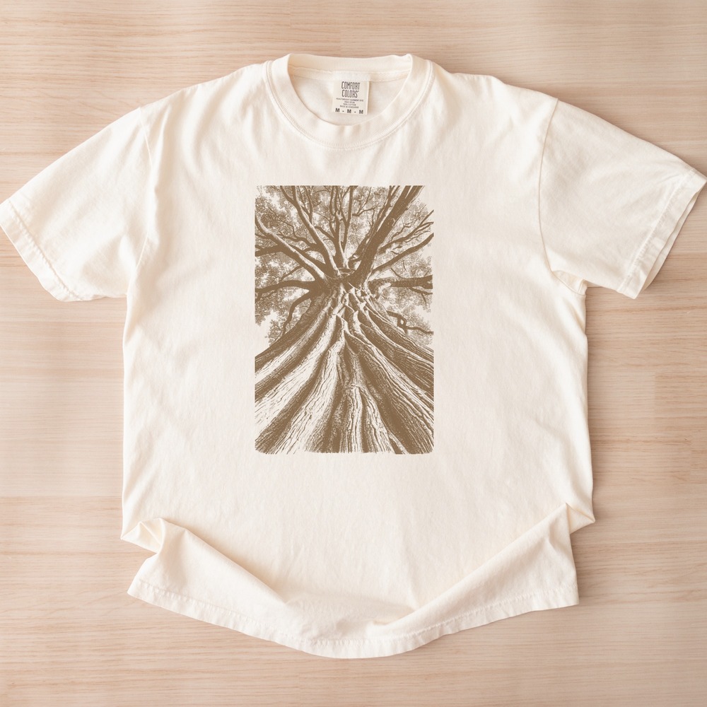 Looking Up Tree Canopy Graphic Tee Pen and Ink Nature Art